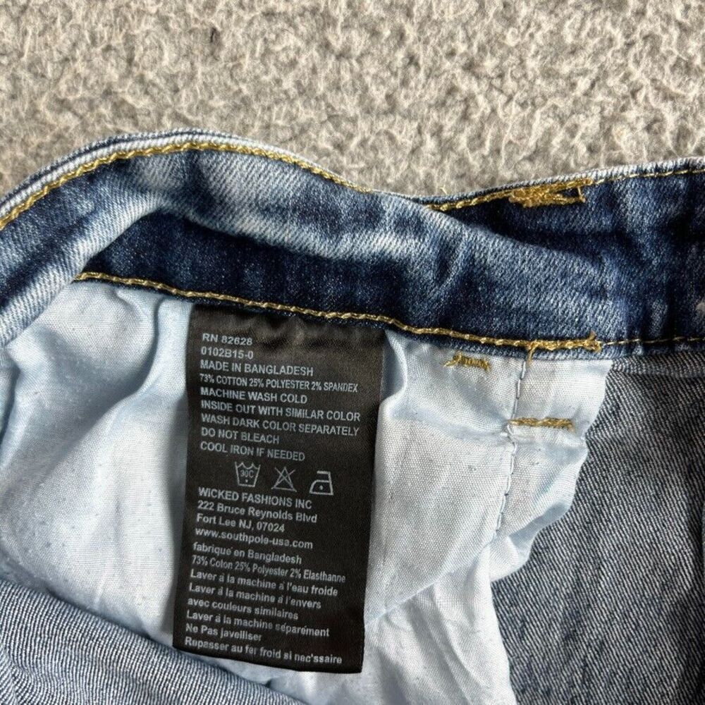 Southpole Shorts Mens 34 Blue Bermuda Denim Jean‎ Slim Ripped Stretch Bike [35] - Picture 9 of 13